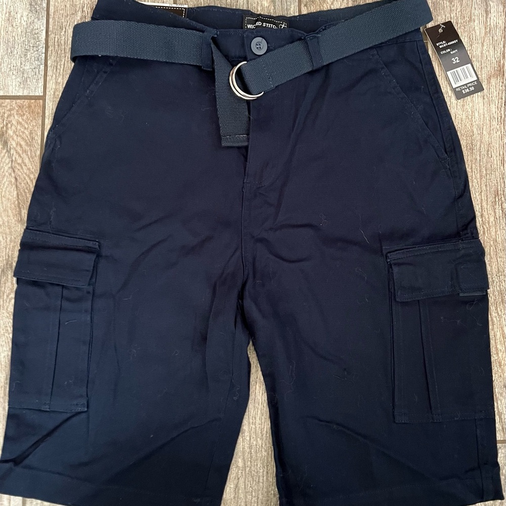 Wicked Stitch Men's Navy Cargo Shorts NWT